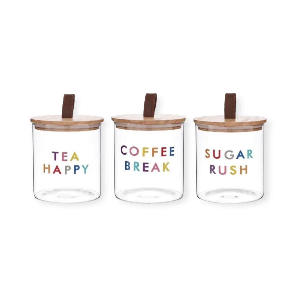 3 Piece Tea/Coffee/Sugar Glass Canister Set